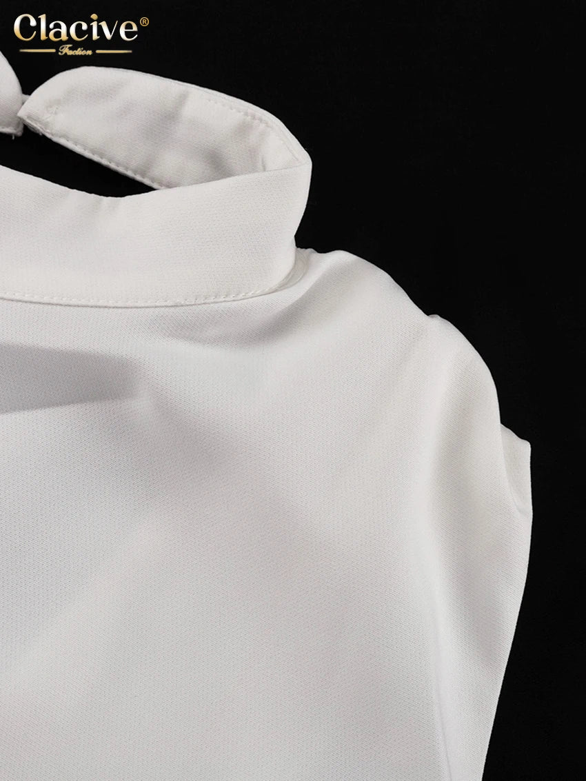 Clacive Summer Loose White 2 Piece Sets Woman Outfit 2025 Fashion Sleeveless Tank Top With High Waist Long Skirt Set Streetwear