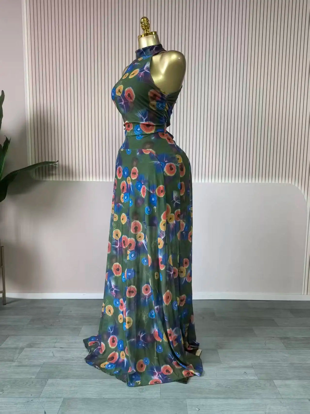 sexy Women Printed Sleeveless with Sashes Fit and Flare A-line Maxi Dress 2026 Streetwear Beach Holiday Long Dresses Vestido