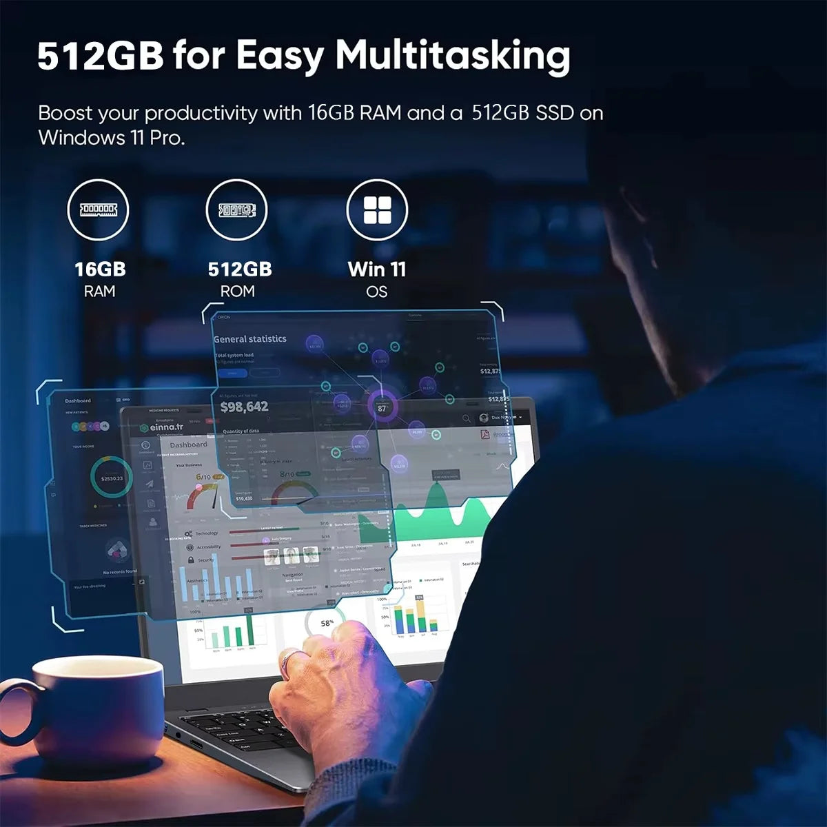 2026 15.6' Intel Core I9 9900U Laptop Computer PC Windows 11 Pro 16GB RAM 1TB 2TB SSD Laptops Office Fingerprint Unlock Game PC