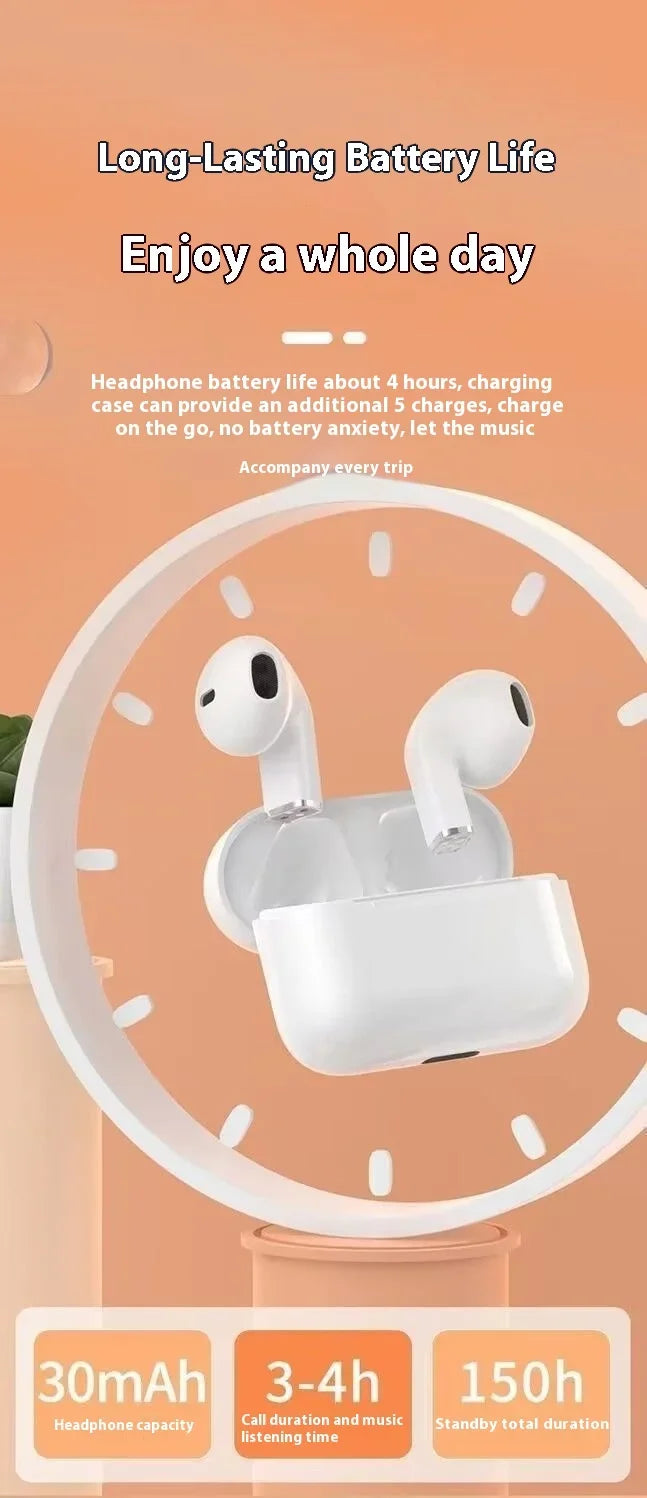 Mini Earphones Wireless Bluetooth Earbuds Long-Lasting TWS with Noise Cancellation Headphones Extended Battery Life for Sports