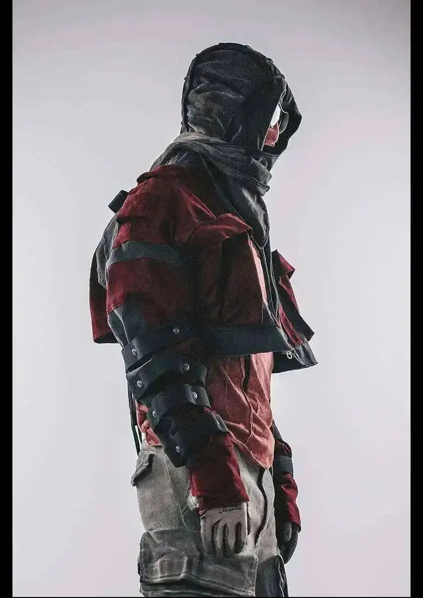 HKSH 2024 Spring Autumn Winter New Men Tide Punk Techwear Short Overcoat Jacket Fashion Chic Patchwork Coats Niche Design HK2916