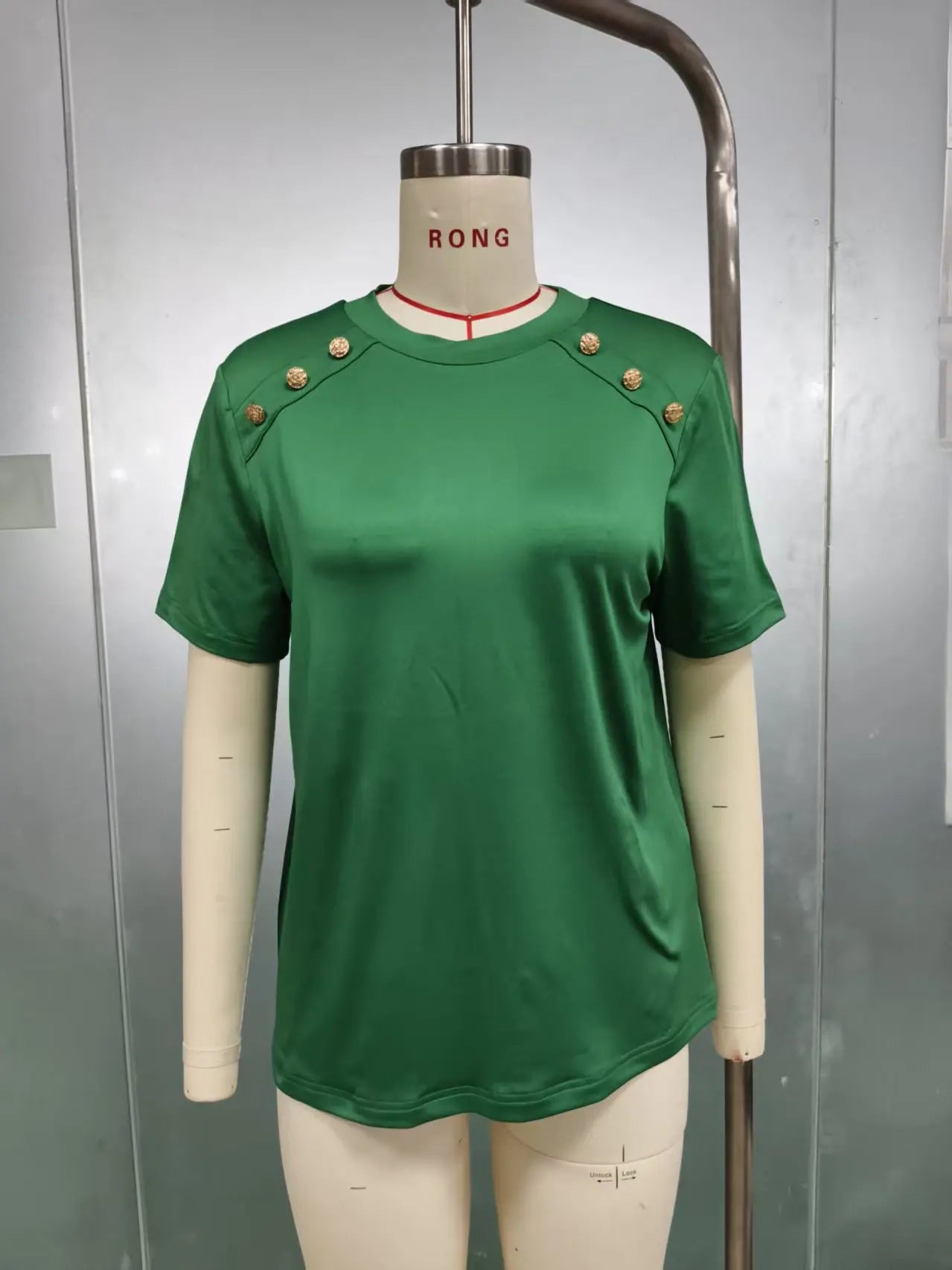 Fashionable Short Sleeve T-Shirt Women's Slim Fit Solid Color Summer 2026 Casual round Neck Polyester Blend Top