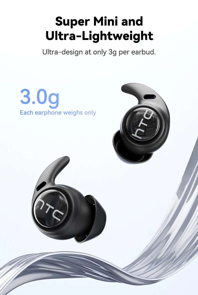 HTC NE76 Bluetooth Earphones, AI Translator Earbuds Mini Invisible Sleep Earbuds Soft Wireless Headphones Orange