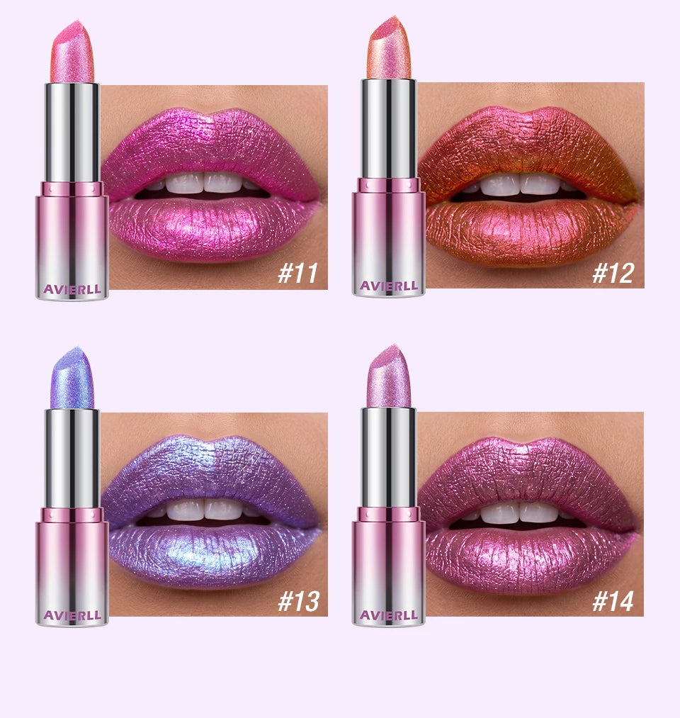 6 Color Metallic Shimmer Lipstick Diamond Pearlescent Pink Glitter Solid Lip Gloss Shiny Gold Lipgloss Lasting Lip Beauty Makeup