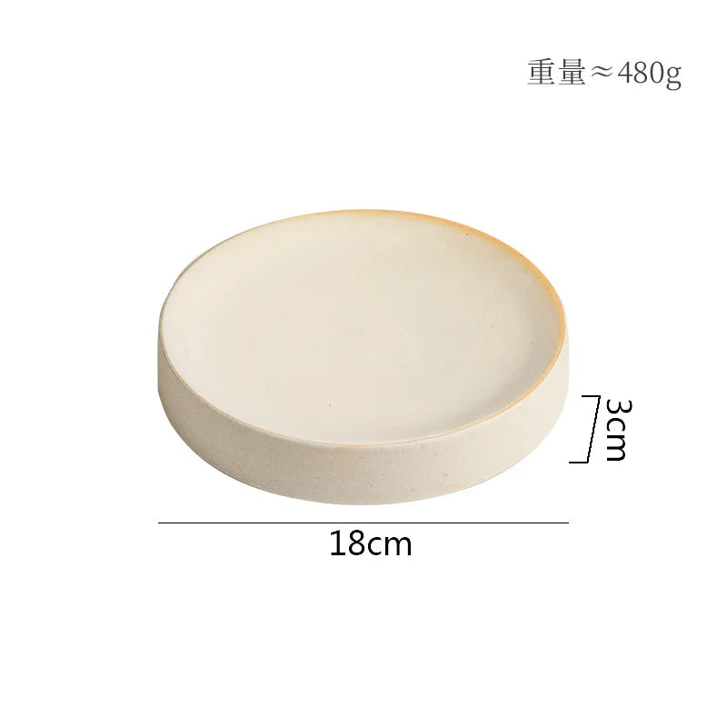 Retro Cylindrical Ceramic Plate Pasta Dish Dessert Snack Plate Steak Plate Sushi Plates Restaurant Molecular Cuisine Tableware