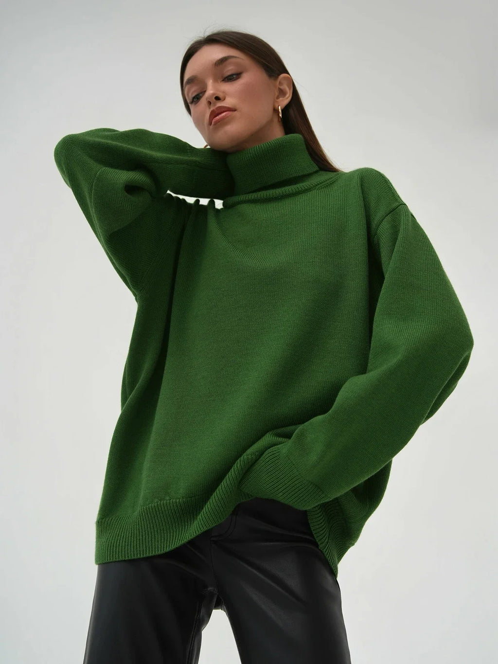 Bornladies Women Turtleneck Sweater CHIC Autumn Winter Thick Warm Pullover Top Oversized Casual Loose Knitted Jumper Female Pull