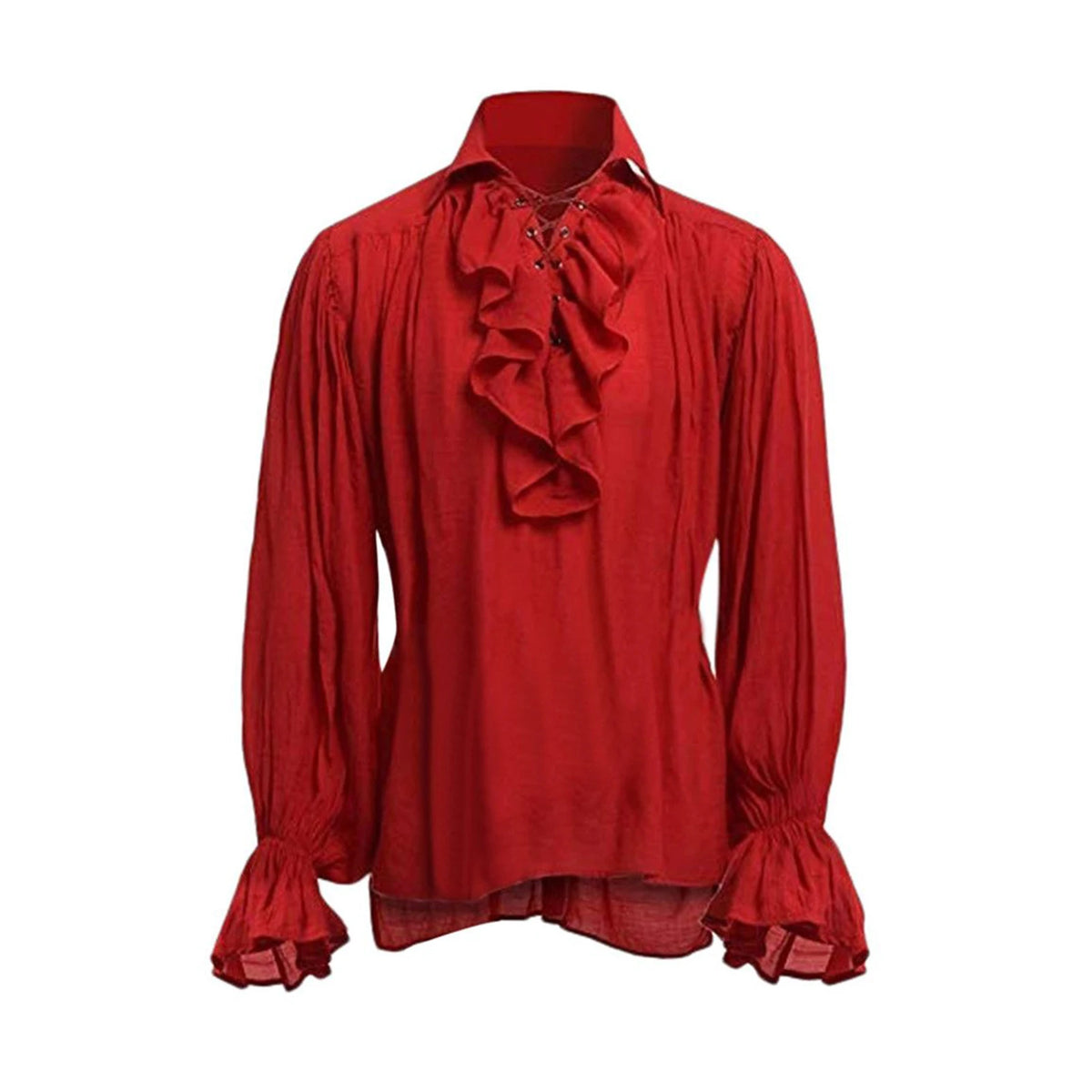 Medieval Mens Renaissance Costume Ruffled Shirts Long Sleeve Lace Up Steampunk Pirate Shirt Cosplay  Stage Costume for Women