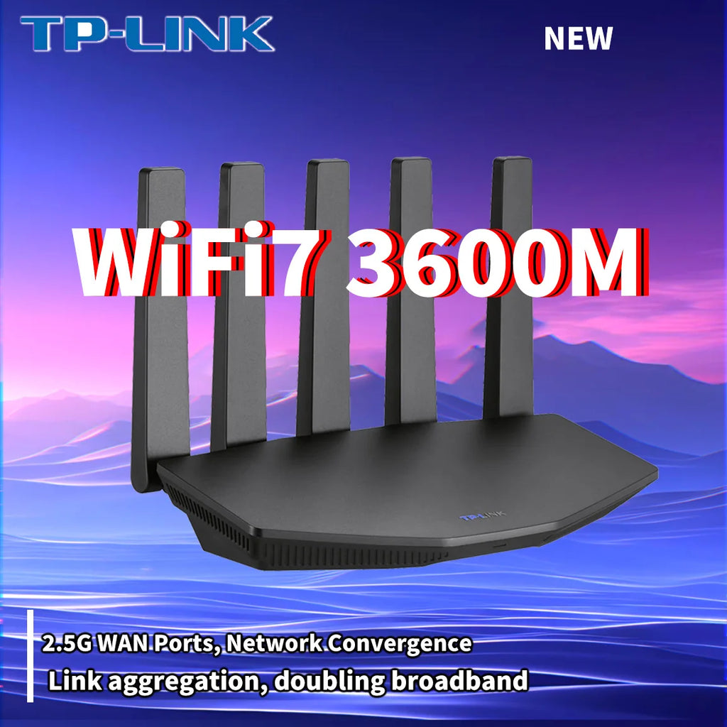 TP-LINK WiFi7 BE3600 Router 2.5G Gigabit Ethernet Port Home High Speed Internet Connection 2 WAN Ports Convergence Acceleration