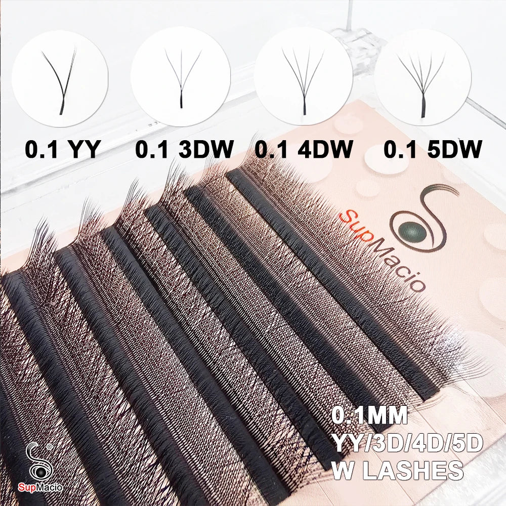 SUPMACIO 0.10mm 2d/3d/4d/5d W Eyelashes Extensions YY Lashes 0,10mm Premade Volume Fans ресницы для наращиван