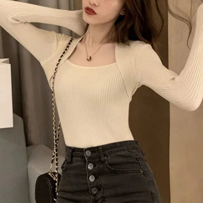 Women Pullover Sweater Autumn Long Sleeve Pullover Basic Top Fashion Elastic Female Winter Solid Knitted Jumper