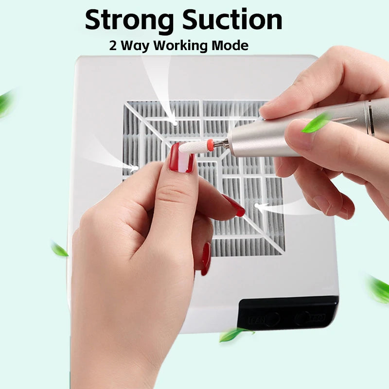 Nail Dust Collector Manicure Machine Tool Vacuum Cleaner Strong Power Fan with Filter LED Suction Beauty Salon Nail Art