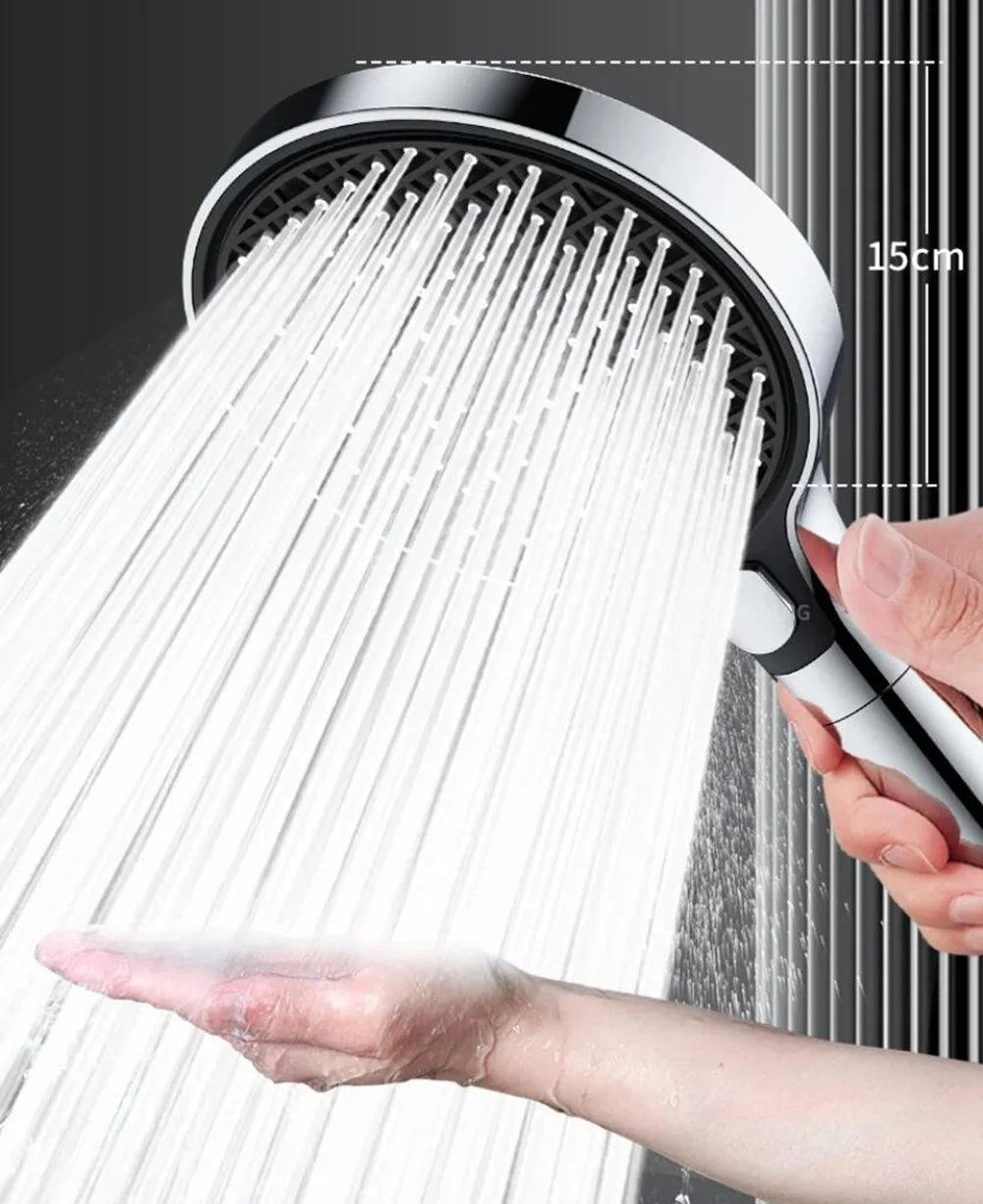 New 3 Modes Big Panel 150mm High Pressure Shower Head With Filter Handheld Water Saving Sprayer Bathroom Accessories