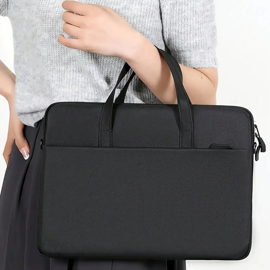 Solid Color Easy Lightweight Portable Laptop Bag, Portable Business Travel Laptop Sleeve, Zippered Crossbody Office Laptop Bag