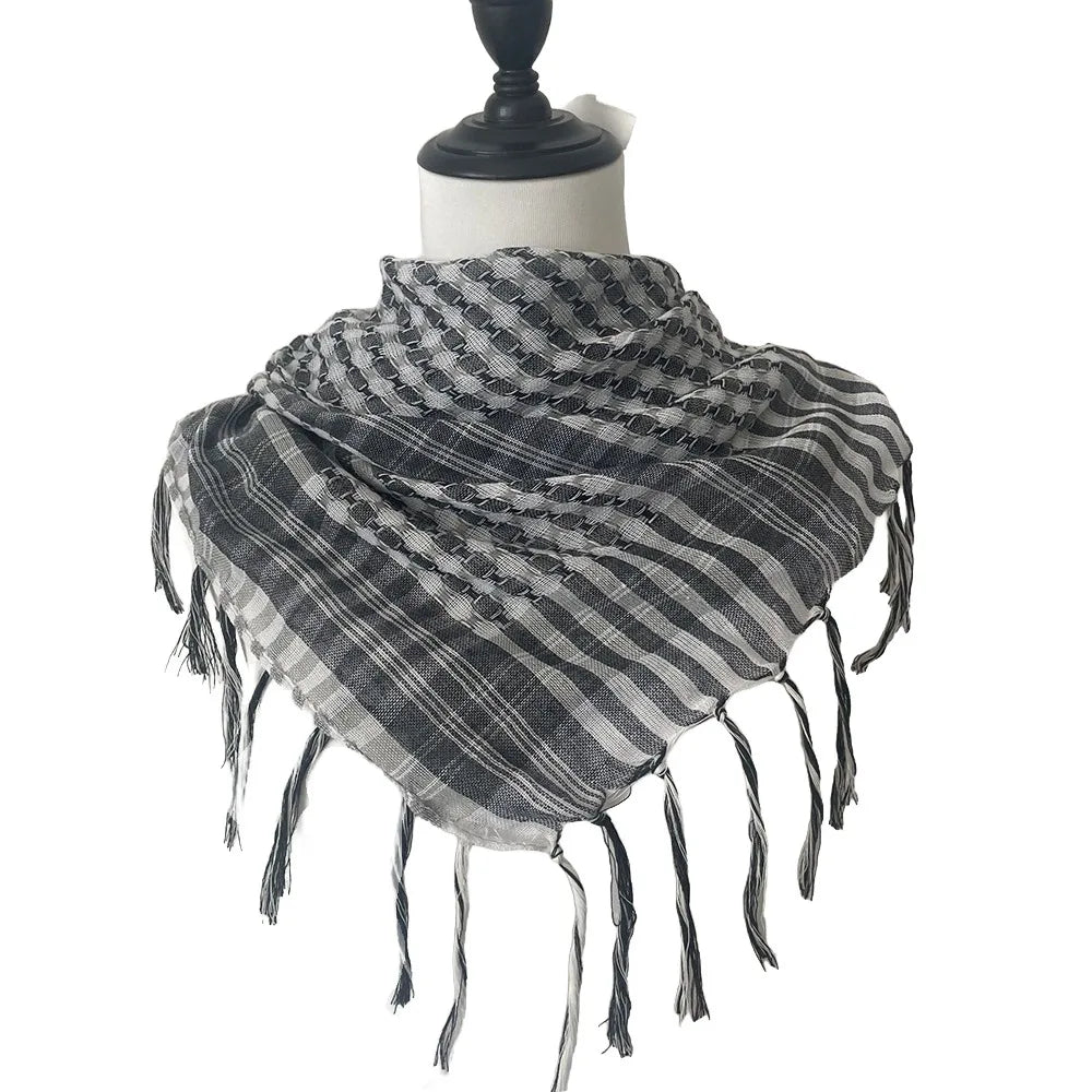 New Large Arab Shemagh Headscarf with Tassel Costume Head Neck Scarf Bandana Keffiyeh for Men Women