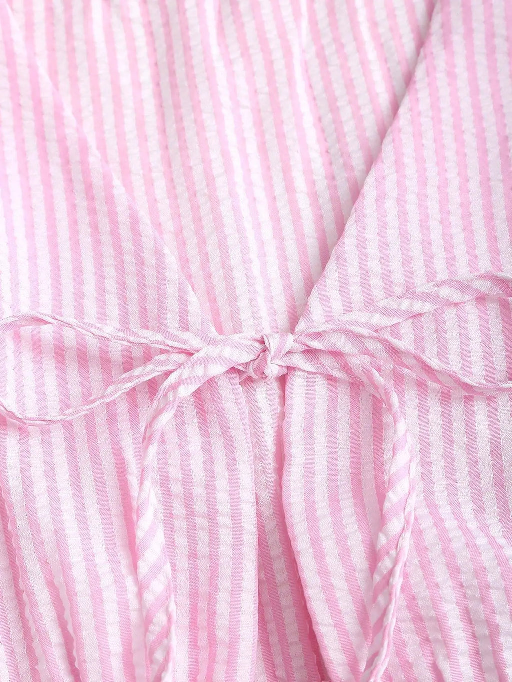Striped Two Piece Set Women V Neck Bow Lace Up Sleeveless Blouse High Elastic Waist Wide Leg Pants Suits Sweet Casual Tracksuits