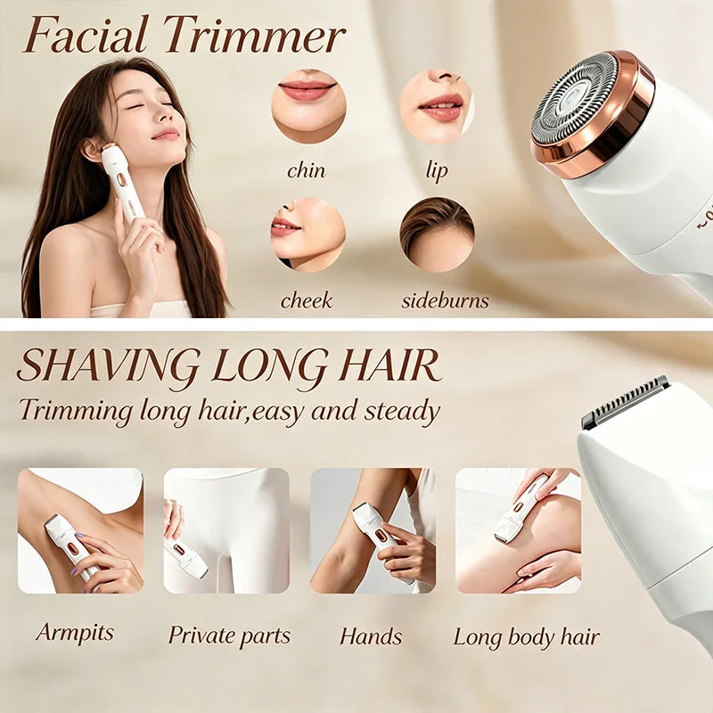 2026 New Ladies 3 in 1 Electric Hair Removal Set Portable Multi Head Shaver Painless for Face Legs Underarm Bikini