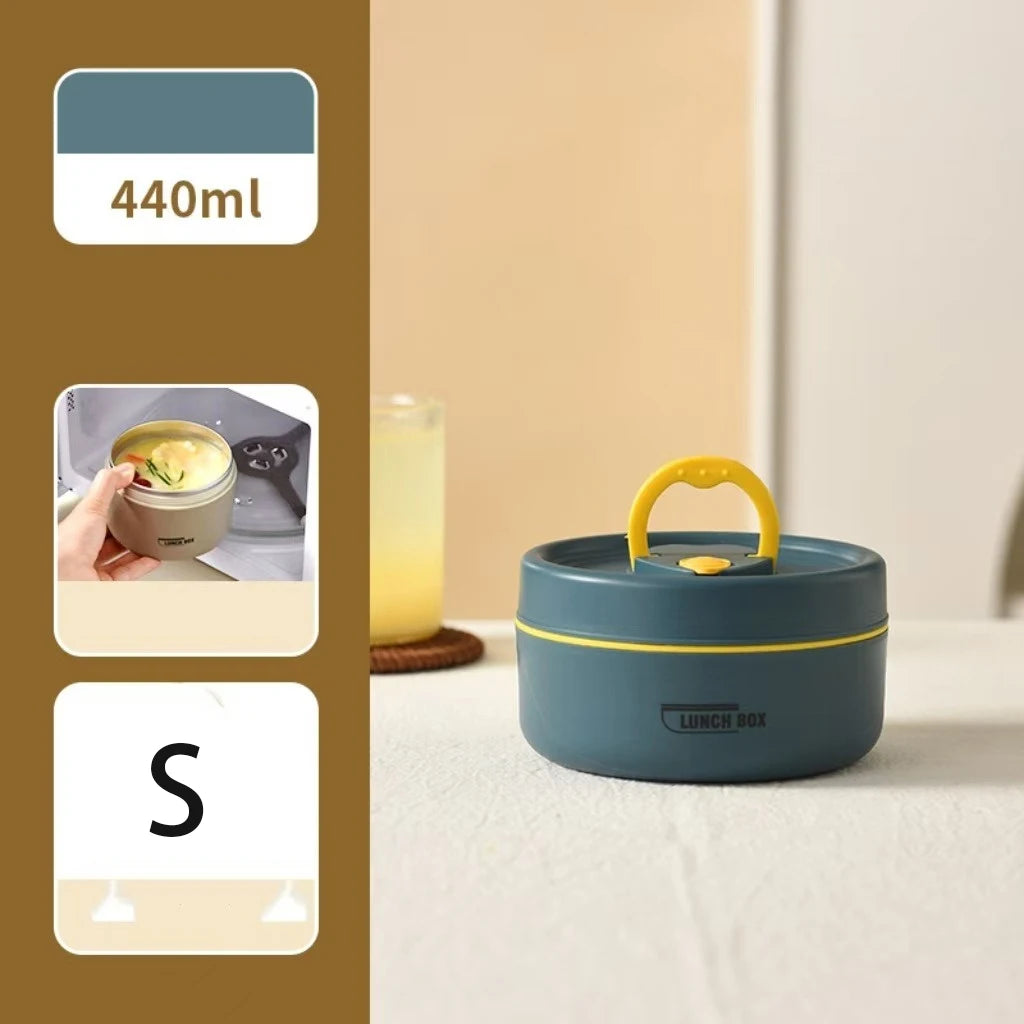 Stackable Insulated Lunch Box Set 3 Separate Microwave Bento Box Sealed Leak Proof Soup Bowl Office Food Container for Adult Kid