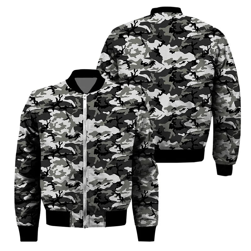 Classic 3d Print Camouflage Zipper Jacket For Men Outdoor Sports Camo Jackets Cool Street Spring Autumn Long Sleeves Coat Tops