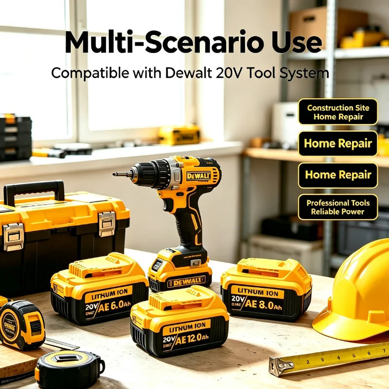 For DeWalt 20v 6000mAh 8000mAh 12000mAh Rechargeable Li-ion Battery Power Tools Replaceable Battery