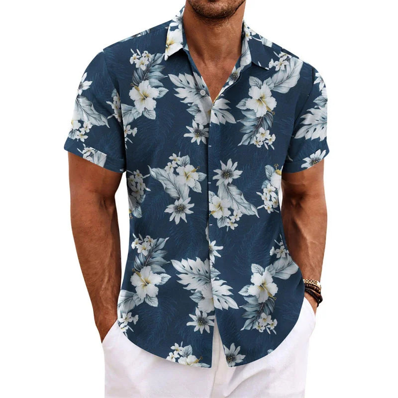 Men's Hawaiian shirt short sleeved printed button clothing summer beach shirt casual vacation comfortable and breathable
