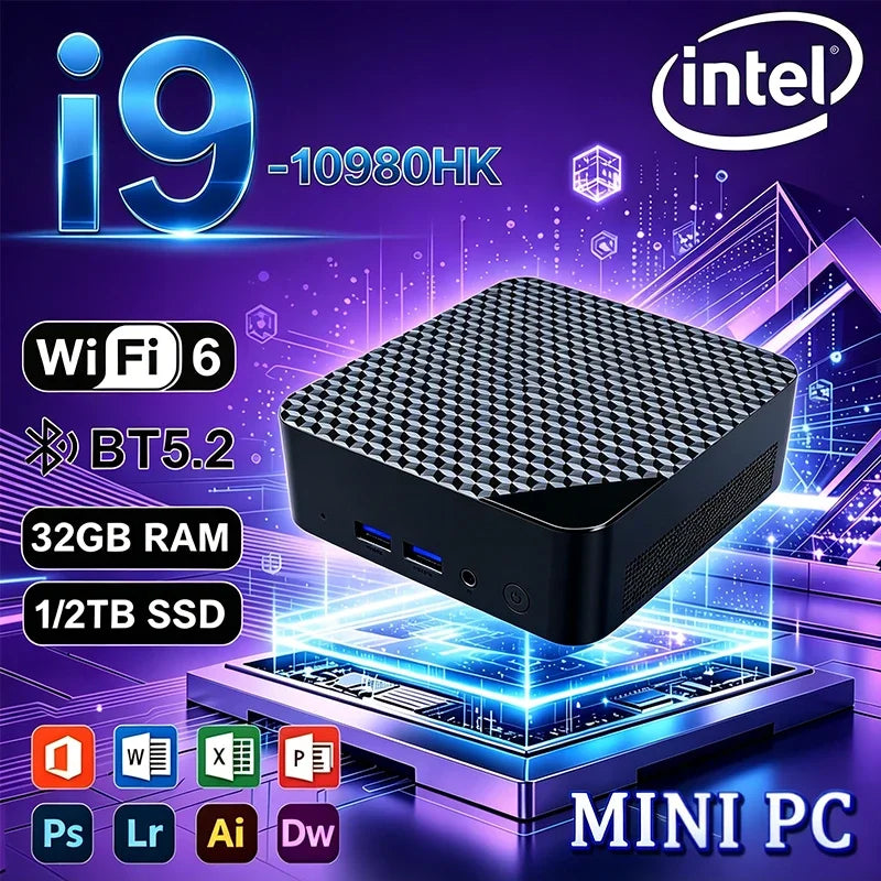 New Mini PC Intel i9-10980HK Strong Performance Mini PC 16GB RAM 2048GB1TB SSD Gaming Computer WiFi6 Desktop PC