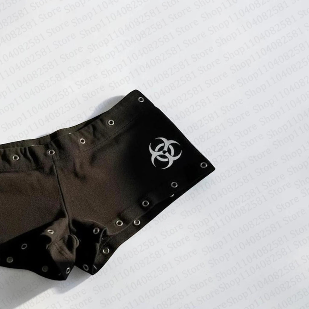 Black Casual Fashion Willow Nail Print Y2K Sexy Slim Fit Versatile Low Waist Gothic Hip-Hop Street Men's and Women's Fashion Emo