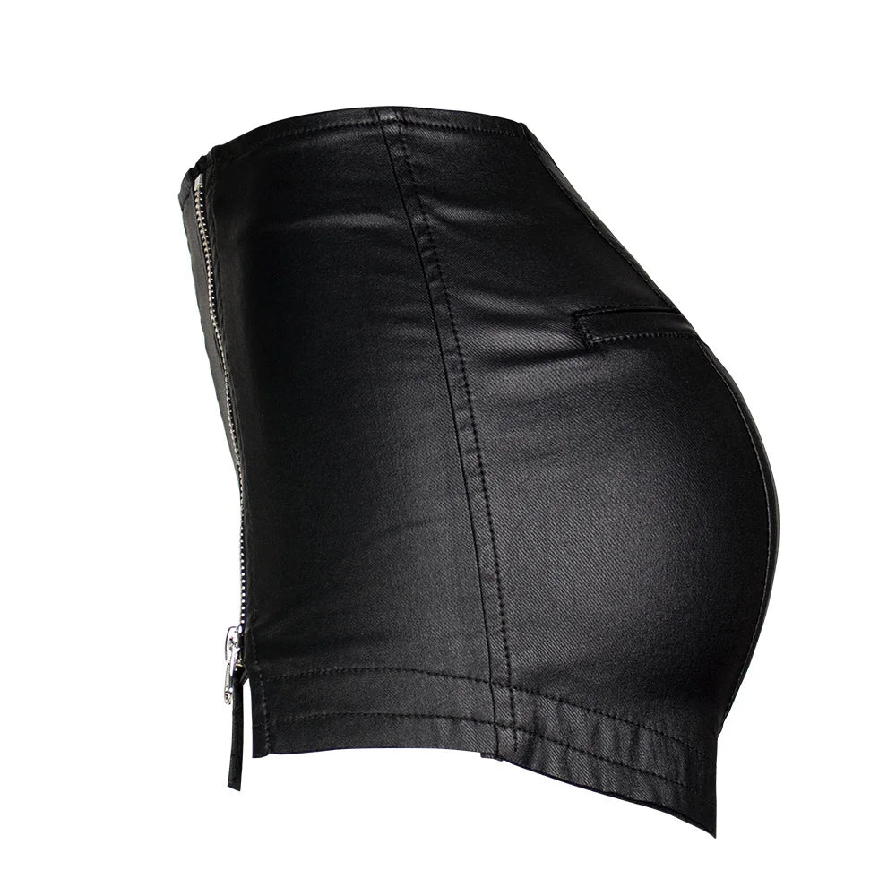 Sexy Black PU Casual Fashion Summer Shorts Women Clothing Goth Faux Leather High Waisted Womens Shorts Y2K Hot Woman Short Pants