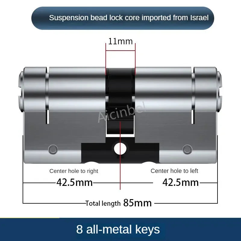 65-130MM High Quality European Standard Lock Cylinder,Super C-Level Anti-Theft Door Lock Cylinder,Household Copper Lock 8 Keys