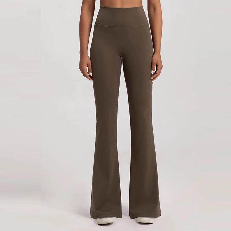 Women's High-Waisted Flared Pants Elastic Waist Cinching Hip-Lifting Casual Yoga Trousers for All Seasons Exercise Outdoor