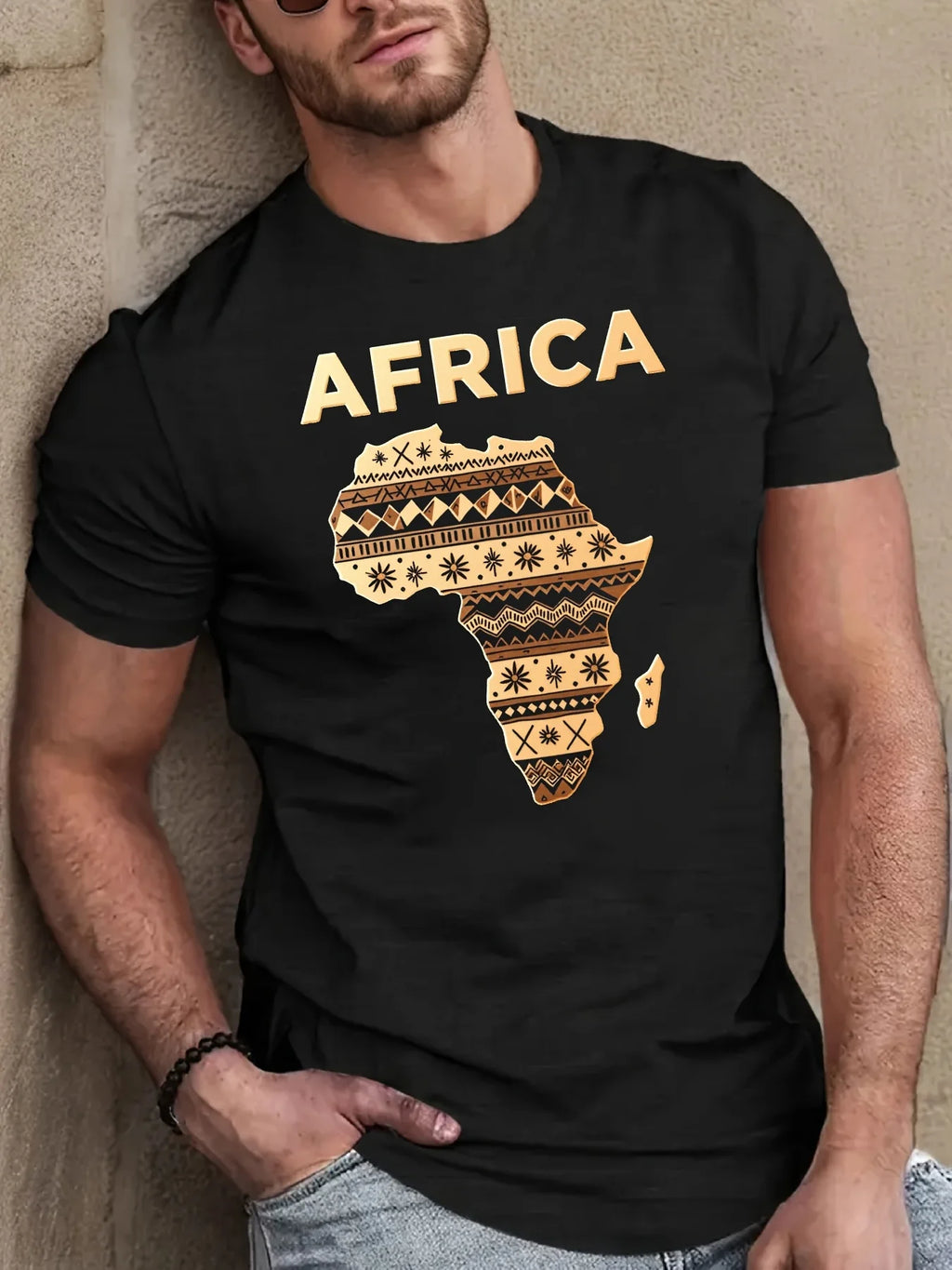 Men's 100% Cotton Crew Neck T-Shirt Africa Map & Tribal Pattern Casual Street Style Short Sleeve Summer Daily Wear Tops