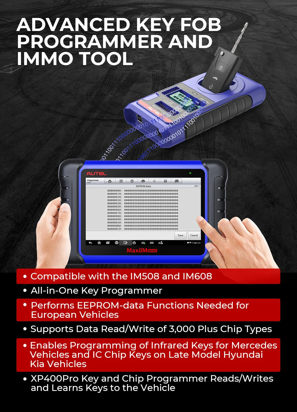 Autel MaxiIM IM508S Car Key Fob Programmer IMMO Tool Auto Key Programming Tool Key Learning Full System Diagnostic Scanner Tool