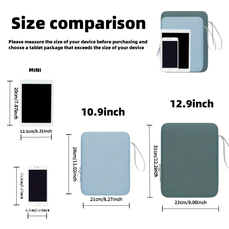 Tablet Sleeve Bag For iPad Air 13 11 Pro 12.9 inch iPad 11th 10th 10.9 inch 10.2" 9th 8th 7th Generation Waterproof Zipper Pouch