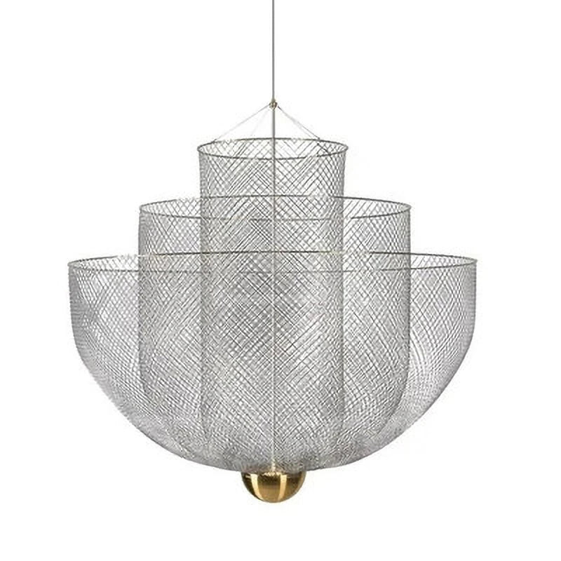 Modern Ceiling Chandeliers Dimmable LED Pendant Light Modern Design Metal Grid Meshmatics Dining Hanging Lamp Suspension Fixture