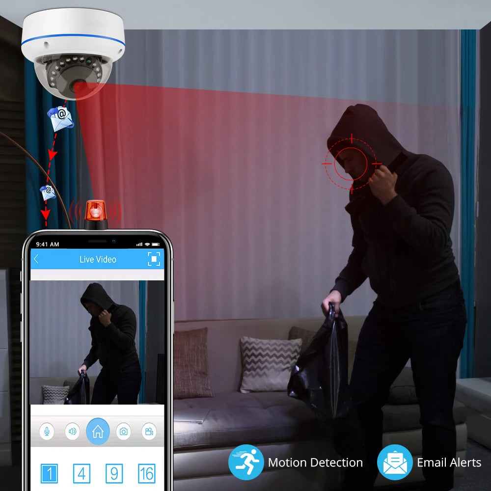 8CH 5MP POE Dome Security Camera System IP Camera Vandal-proof Indoor Home CCTV Video Record Surveillance Protection Kit