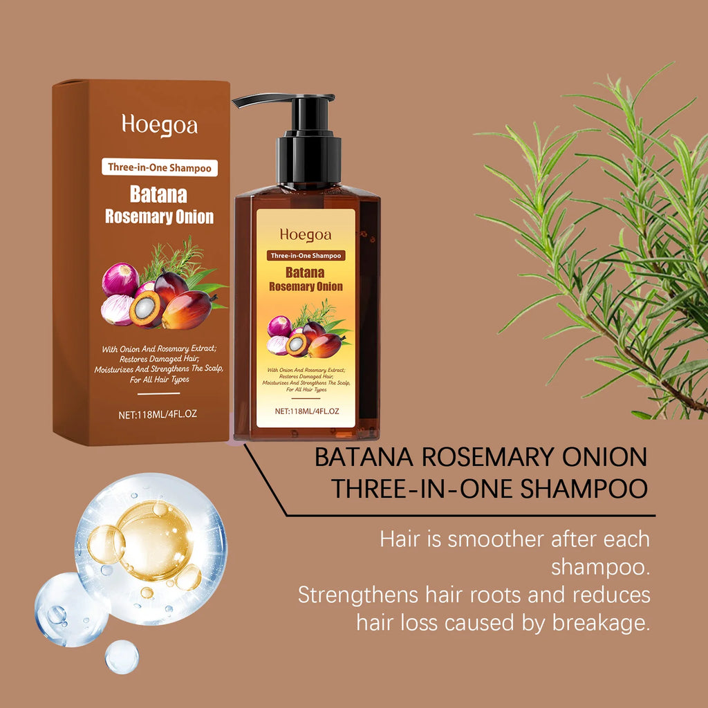 3 In 1 Batana Rosemary Onion Shampoo Deep Cleansing Remove Dandruff Soothe Scalp Anti Hair Loss Deep Nourish Hair Care Shampoo