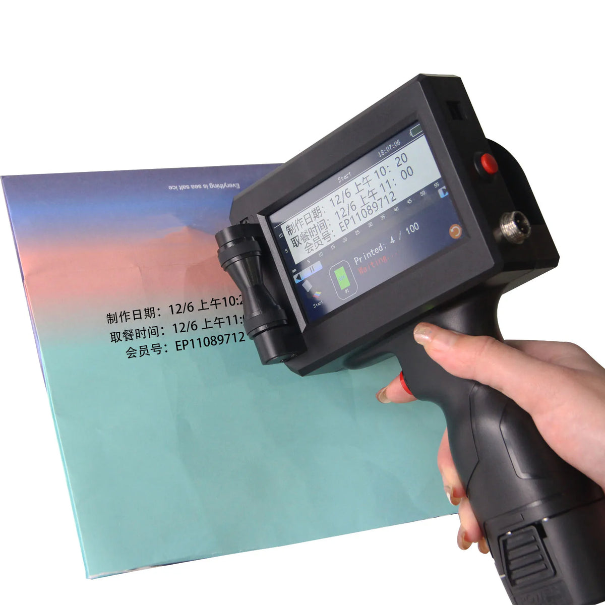 25.4mm QR Bar Batch Code Variable Number Variable Date Logo Expiry Date Lable Portable Hand Jet Handheld Thermal Inkjet Printer