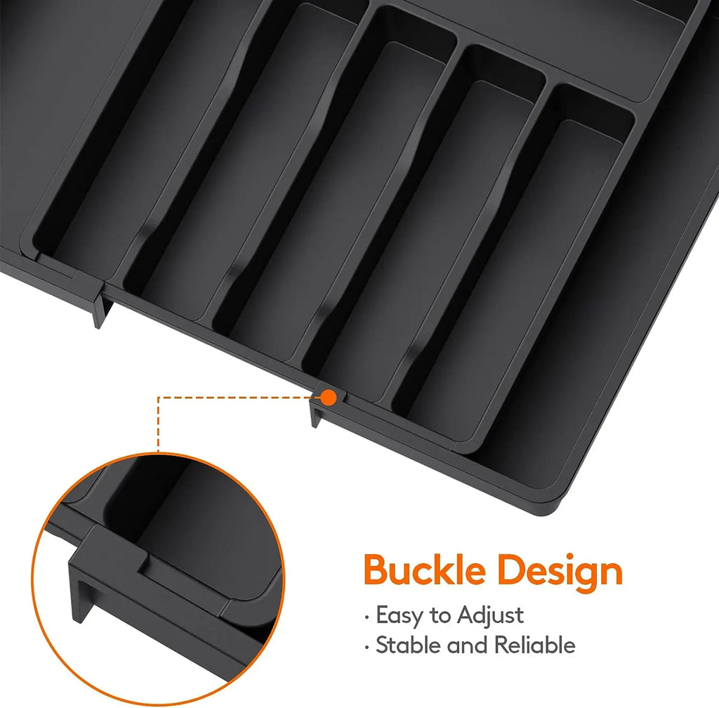 Large Extendable Cutlery Organizer Tray Adjustable Kitchenware Drawer Storage for Spoons Forks Knives