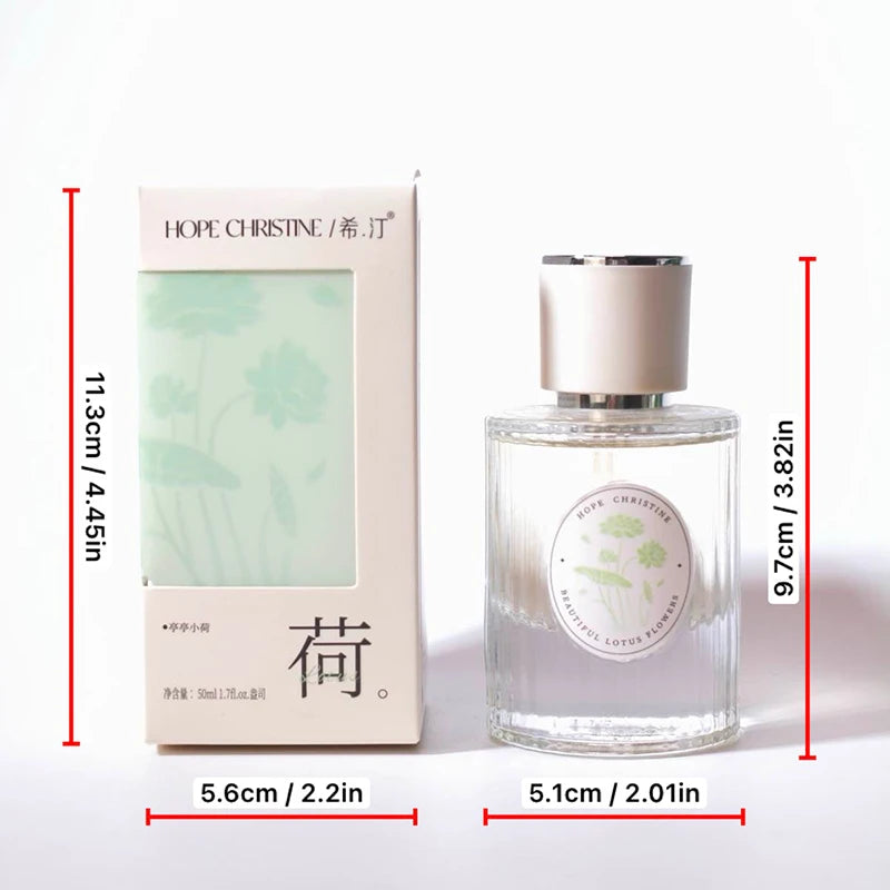 Fresh Lotus Perfume Long-Lasting Floral-Woody Scent with Eastern Serenity Aroma of Lotus Jasmine And Cedar for Women 50ML