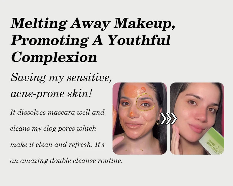 Makeup remover cream deeply cleanses the face, eyes, and lips with a gentle and non irritating makeup remover oil