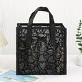 Black Mesh Heart Pattern Tote Bag - Light,Breathable for Travel & Beach with Double Handles, Makeup Storage, Oversized Beach Bag