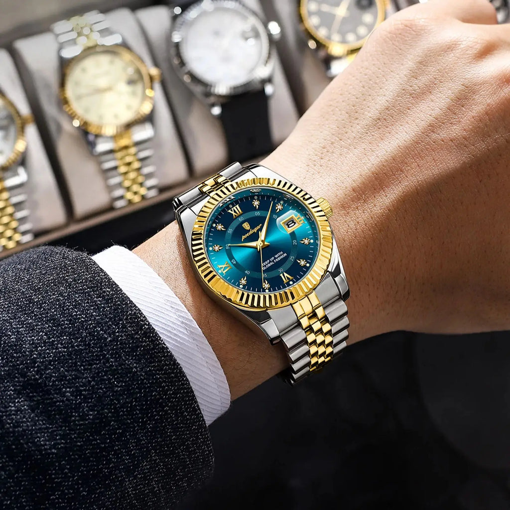 POEDAGAR Luxury Brand Man Wristwatch Waterproof Luminous Date Men Watch Stainless Steel High Quality Sports Men's Quartz Watches