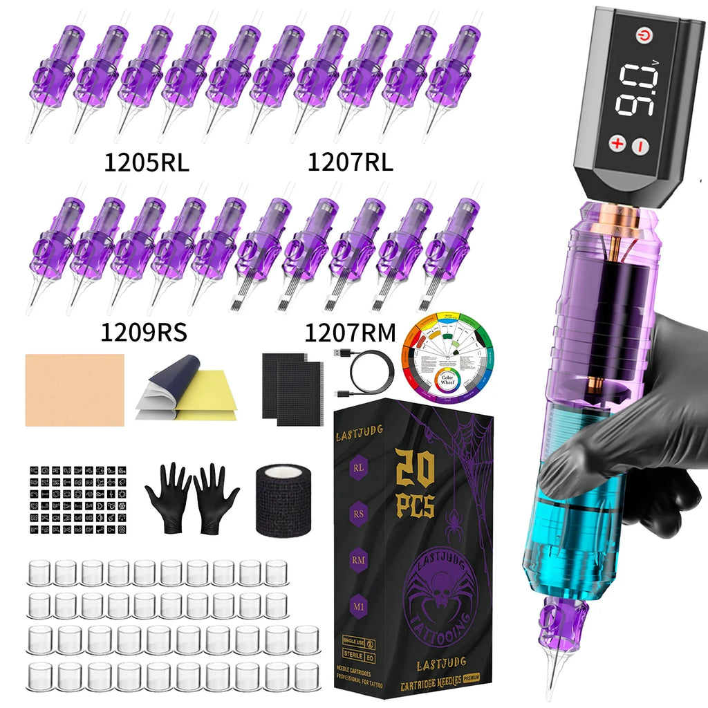 LASTJUDG Tattoo Kit Lightweight Tattoo Pen Kit For Permanent Makeup Tattoo Machine Kit Wireless Tattoo Power Supply Tattoo Kit