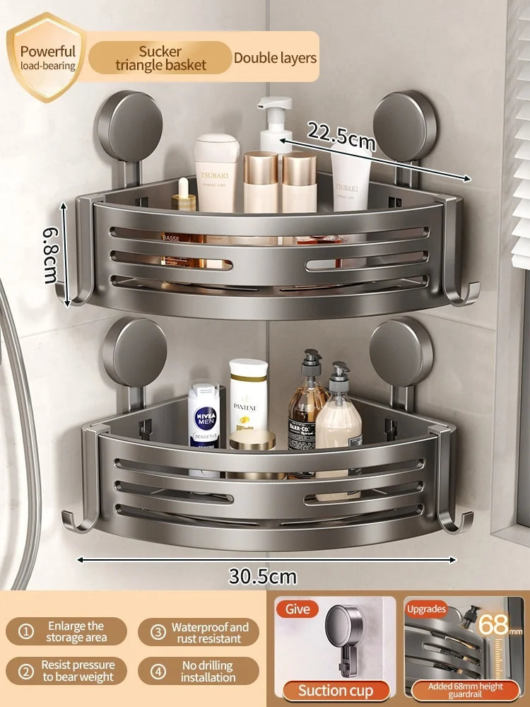 Bathroom Storage Shelf Suction Cup Perforation-Free Bathroom Triangle Toilet Wash Counter Corner Bathroom Storage Shelf