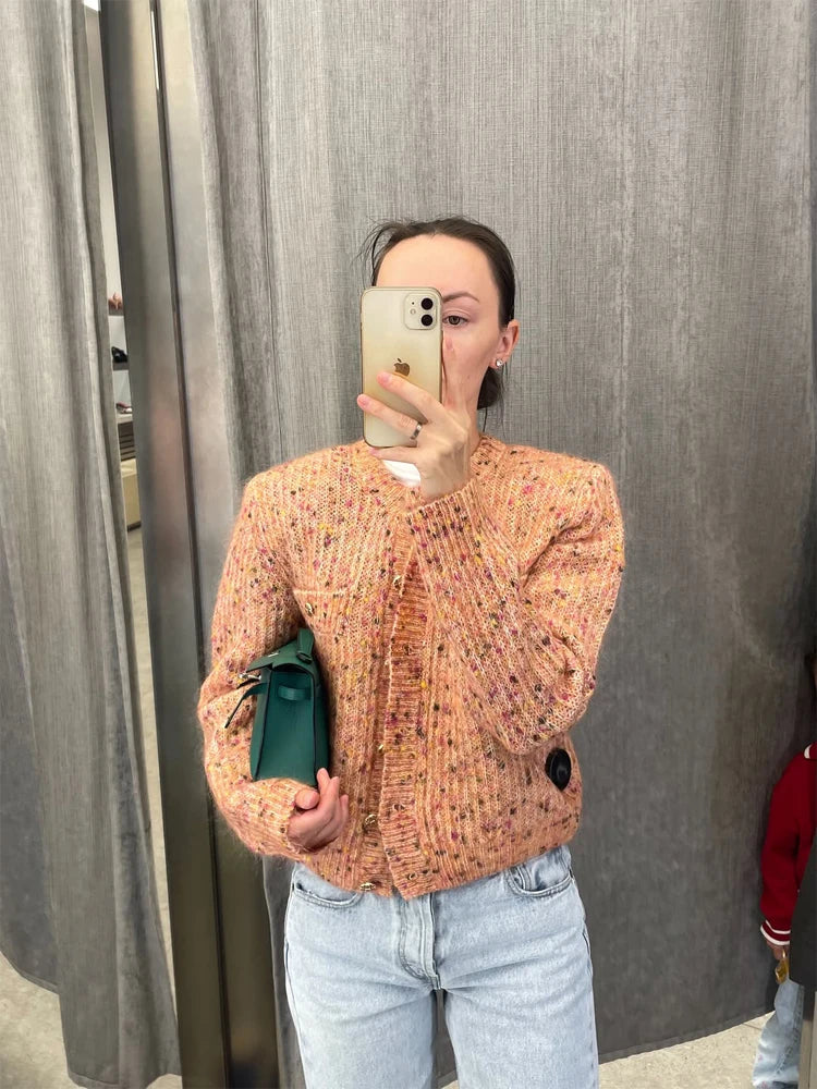 Elegant Knit Female Short Cardigans O-neck Fashion Women Single Breasted Sweater Full Sleeve Autumn Lady Casual 2026 Knitwear