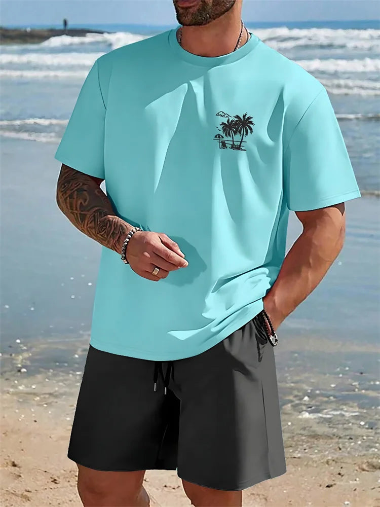 Summer Daily Casual Men's Short Sleeve Shorts Package Urban Street Men's Fashionable T-shirt Outdoor Sports Men's Shorts
