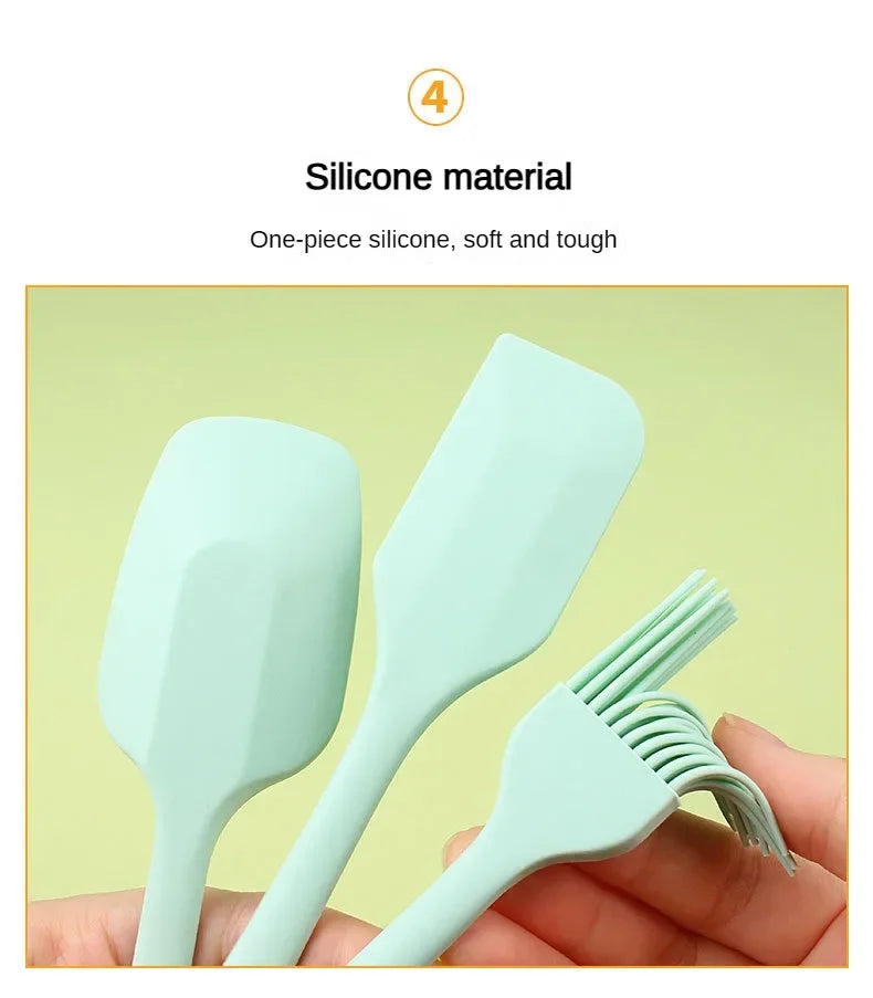 6pc Silicone Spatula set for baking-cake frosting kit with brush, non-stick scrapers & cream spreads |   cute kitchen gadgets