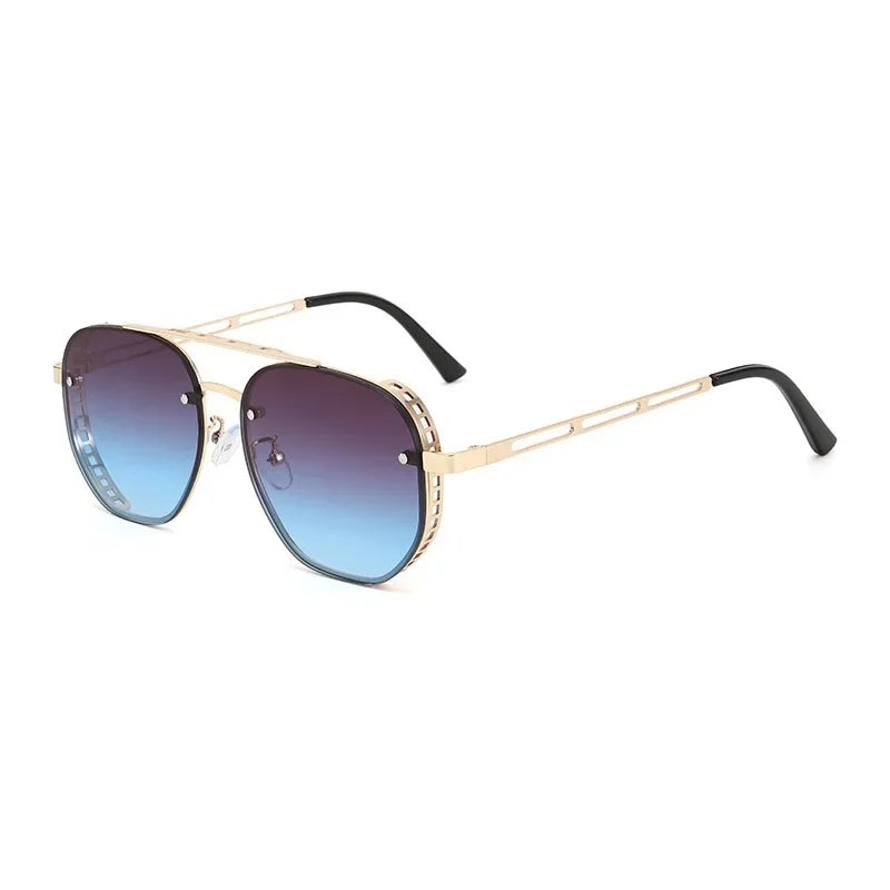 Luxury Brand Double-bridge Sunglasses Fashionable Large Frame with Side Cutouts Eyeglasses Outdoor UV400 Classic Driving Shades