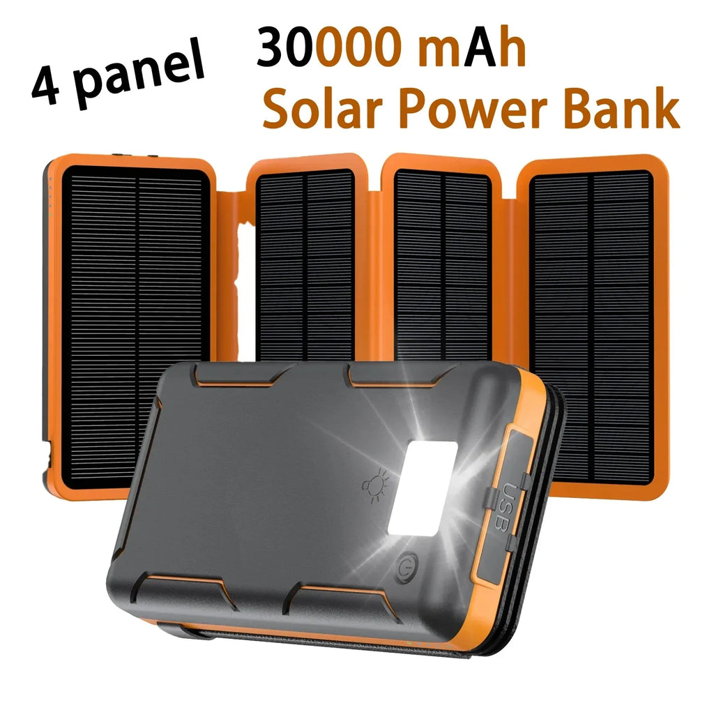 50000mAh Portable Solar Power Bank Fast Charging USB-C/USB-A for IOS Android Outdoor Large Capacity Backup Charger for Camping