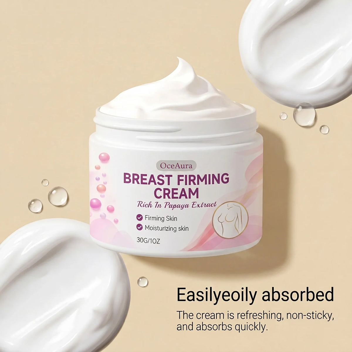 Papaya Extract Chest Care Cream Moisturizes Elastic Skin, Improves Sagging Chest Shape, Daily Chest SPA Massage Nourishing Cream