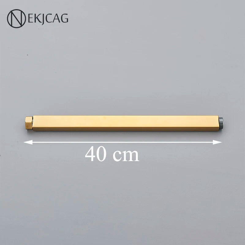 Square Extension Tube Bathroom Shower Faucet Extra Extend Tube Black Golden White Chrome 40/50CM Universal Interface Extend Pipe